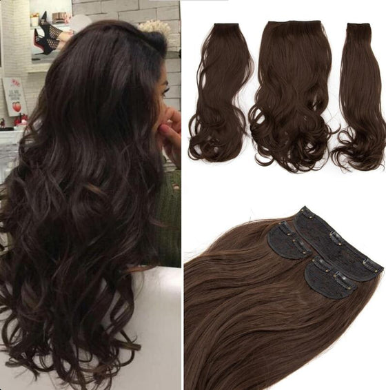 Siyaamoda SET 3PEZZI 7Clips 60cm Capelli MOSSO