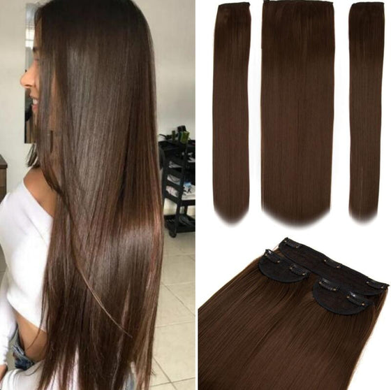 Siyaamoda SET 3PEZZI 7CLIPS 60cm Capelli LISCI Termofibra Matte