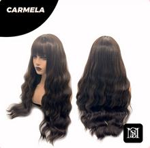  Siyaamoda Parrucca CARMELA Bodywave Castano Scuro Con Frangia